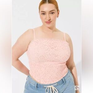 3X TORRID BLUSH PINK CROP SMOCKED TANK 3 XXXL NWT